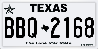 TX license plate BBQ2168