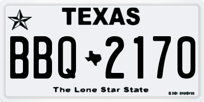 TX license plate BBQ2170