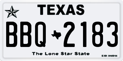 TX license plate BBQ2183