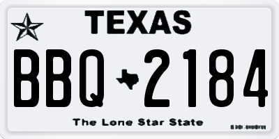 TX license plate BBQ2184