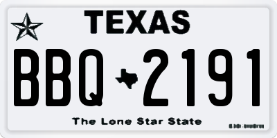 TX license plate BBQ2191
