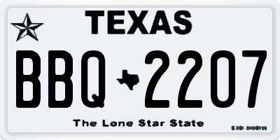 TX license plate BBQ2207