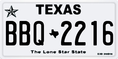 TX license plate BBQ2216