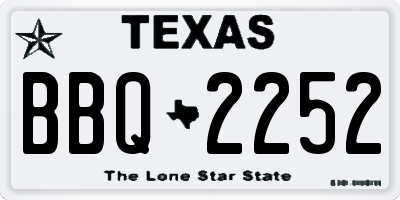 TX license plate BBQ2252