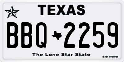 TX license plate BBQ2259