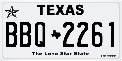 TX license plate BBQ2261
