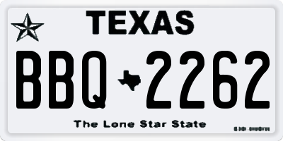 TX license plate BBQ2262