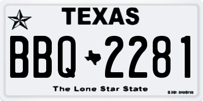 TX license plate BBQ2281