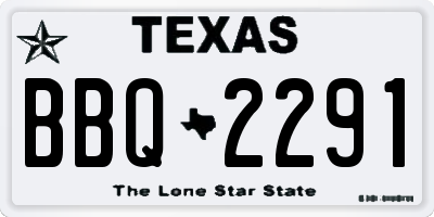 TX license plate BBQ2291