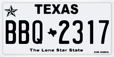TX license plate BBQ2317