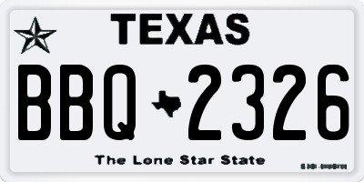 TX license plate BBQ2326