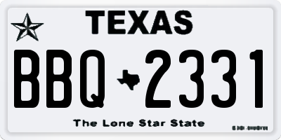 TX license plate BBQ2331