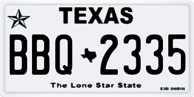 TX license plate BBQ2335