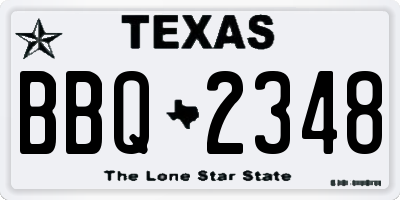 TX license plate BBQ2348