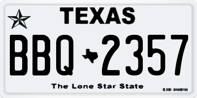TX license plate BBQ2357