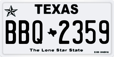 TX license plate BBQ2359