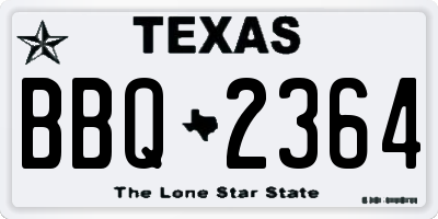 TX license plate BBQ2364