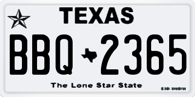 TX license plate BBQ2365