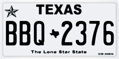 TX license plate BBQ2376