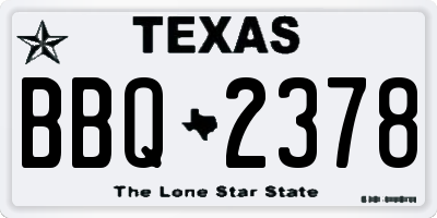 TX license plate BBQ2378
