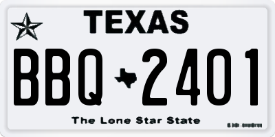 TX license plate BBQ2401
