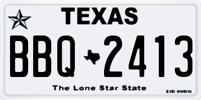TX license plate BBQ2413