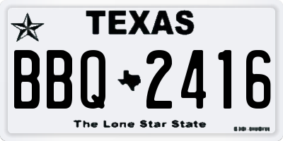 TX license plate BBQ2416
