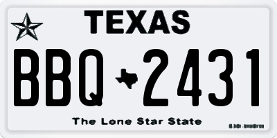 TX license plate BBQ2431