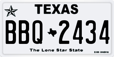 TX license plate BBQ2434
