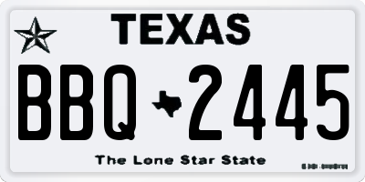 TX license plate BBQ2445