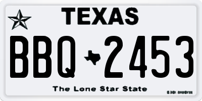 TX license plate BBQ2453