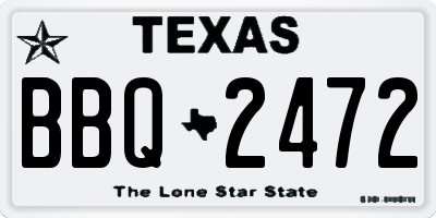 TX license plate BBQ2472