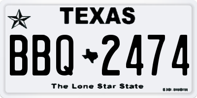 TX license plate BBQ2474