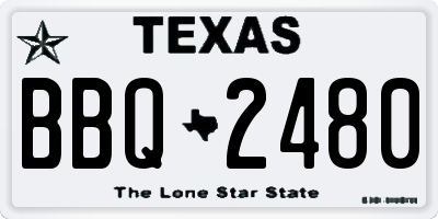 TX license plate BBQ2480