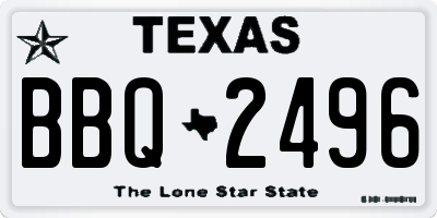 TX license plate BBQ2496