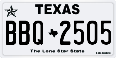 TX license plate BBQ2505
