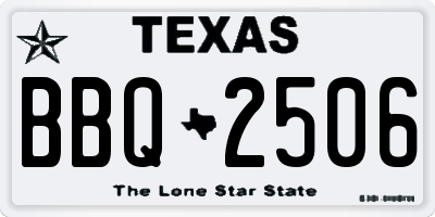 TX license plate BBQ2506