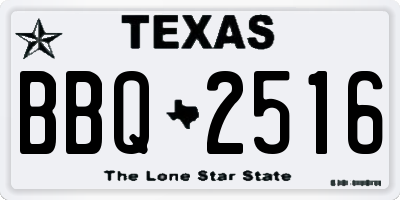 TX license plate BBQ2516