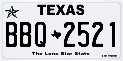 TX license plate BBQ2521