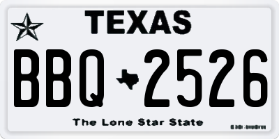TX license plate BBQ2526