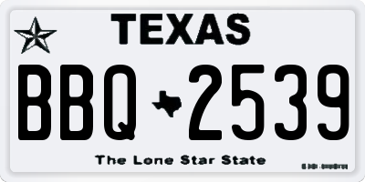 TX license plate BBQ2539