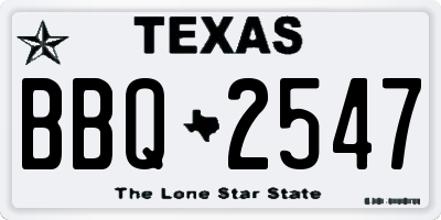 TX license plate BBQ2547