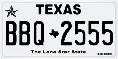 TX license plate BBQ2555