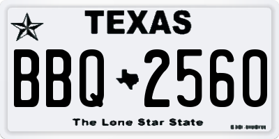 TX license plate BBQ2560