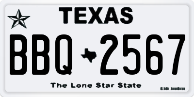 TX license plate BBQ2567