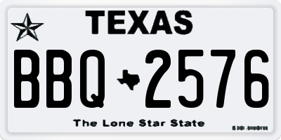 TX license plate BBQ2576