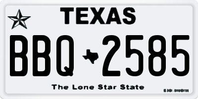 TX license plate BBQ2585