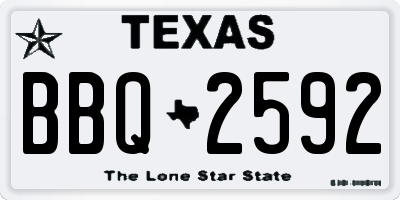 TX license plate BBQ2592