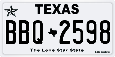 TX license plate BBQ2598