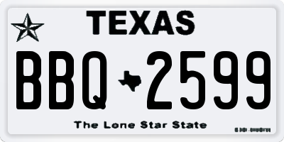 TX license plate BBQ2599
